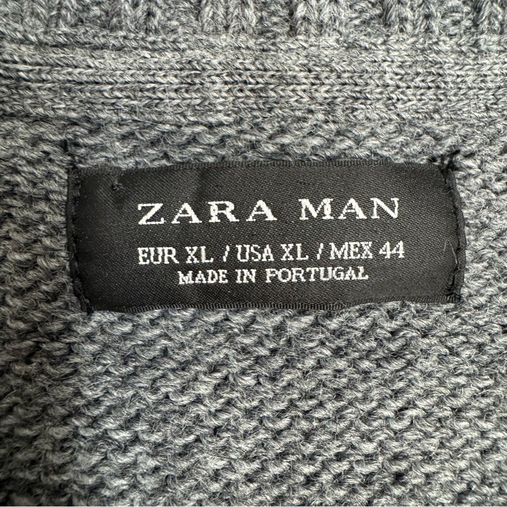 Zara Man Sweater Mens XL Pullover Crew Neck Colorblock Knitted Spellout Wool - Picture 6 of 10